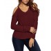 Women V Neck Pullover Cold Shoulder Long Sleeve Sweaters For Women