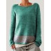 Women Casual Patch Crew Neck Long Sleeve Overhead Sweaters