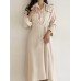 Solid Buckle Irregular Lapel Long Sleeve Button Down Shirt Dress