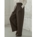 Women Casual Basic Solid Color Loose Wide Leg Pants With Pocket