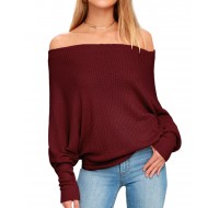 Women Off Shoulder Knit Sweaters Jumper Loose Pullover Tops