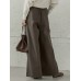 Women Casual Basic Solid Color Loose Wide Leg Pants With Pocket